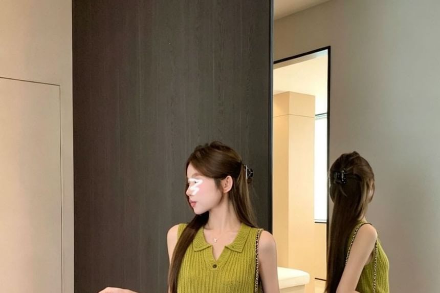 Collared Knit Tank Top
