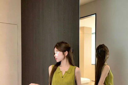 Collared Knit Tank Top
