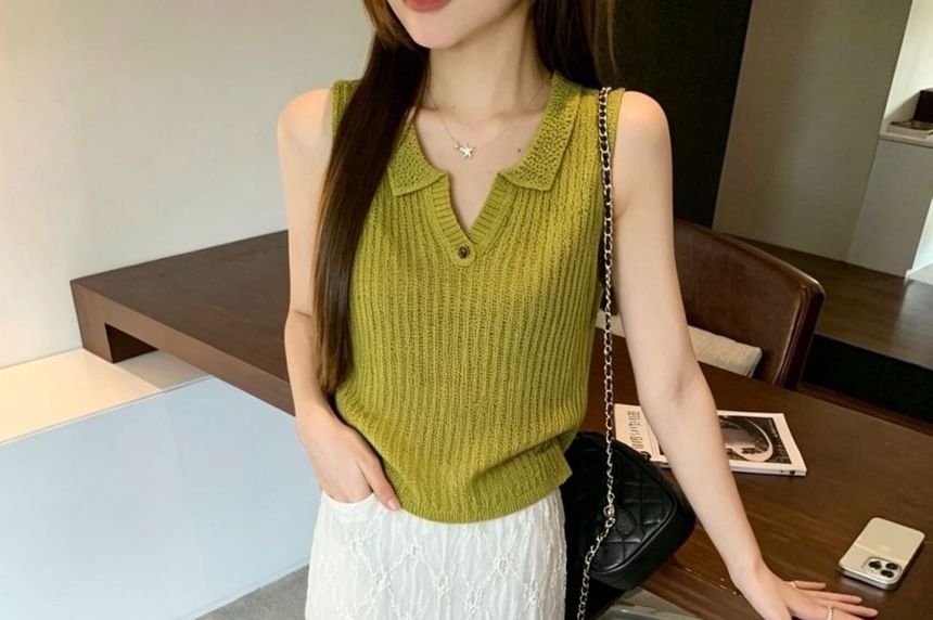 Collared Knit Tank Top