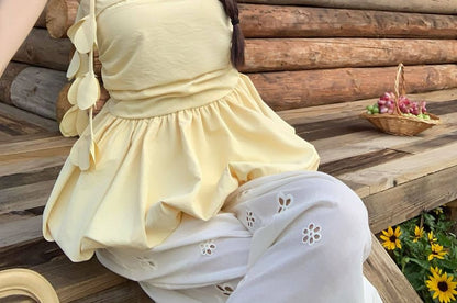 Strapless Bubble Top & A-Line Maxi Dress with Sash Set