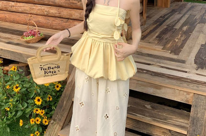 Strapless Bubble Top & A-Line Maxi Dress with Sash Set