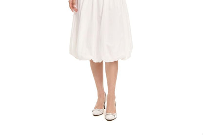 Cap-Sleeve Queen Anne Neckline Plain Crop Top