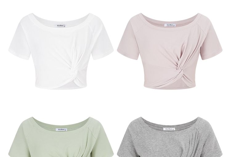 Knot Crop Tee One-Shoulder Short-Sleeved