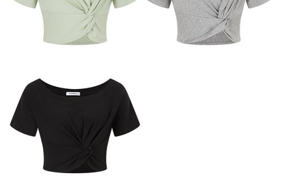 Knot Crop Tee One-Shoulder Short-Sleeved