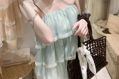 Flowy Lace Trim Camisole Top Layered