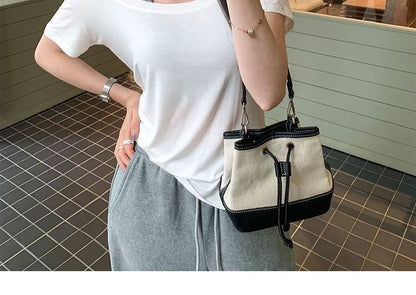 Asymmetrical Off-Shoulder Tee, Short Sleeves