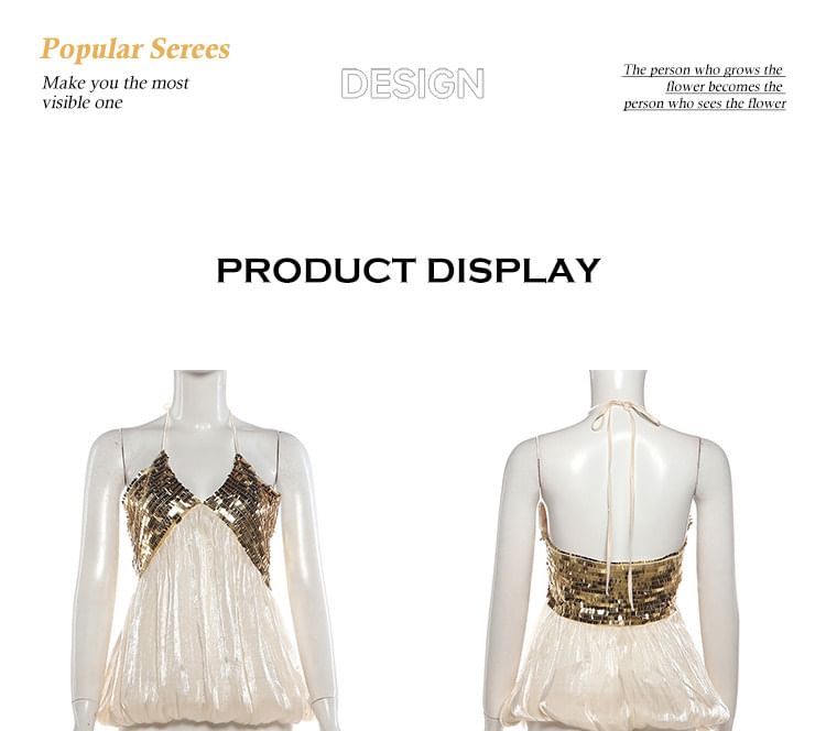 Sequined Halter Top & Mini Pencil Skirt Set