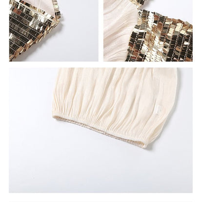 Sequined Halter Top & Mini Pencil Skirt Set