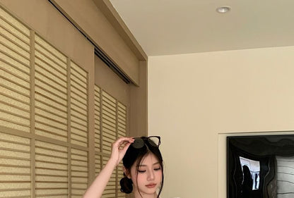 Lace Trim V-Neck Blouse, Sleeveless