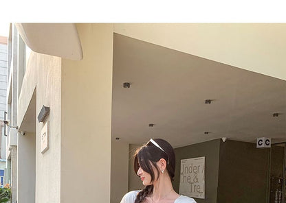 Tie Neck Plain Top, Short Sleeve
