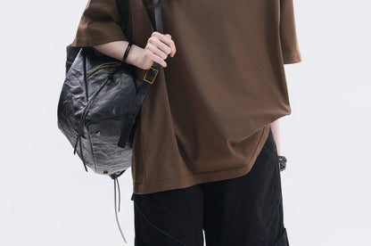 Two-Tone Oversized Polo Shirt with Collar
