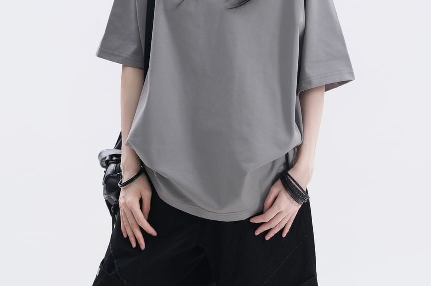 Two-Tone Oversized Polo Shirt with Collar