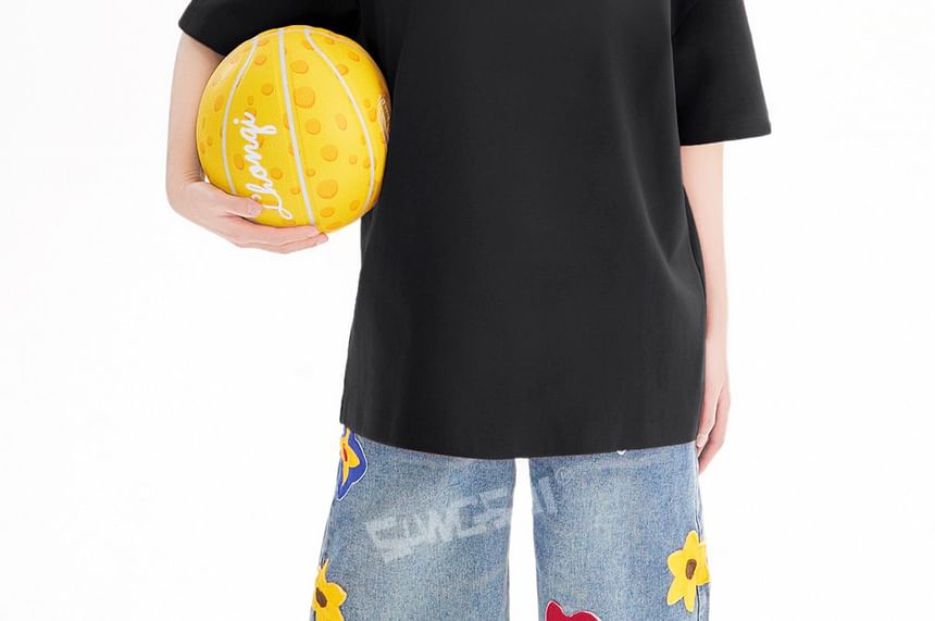 Oversized Crew Neck Tee, Short Sleeve