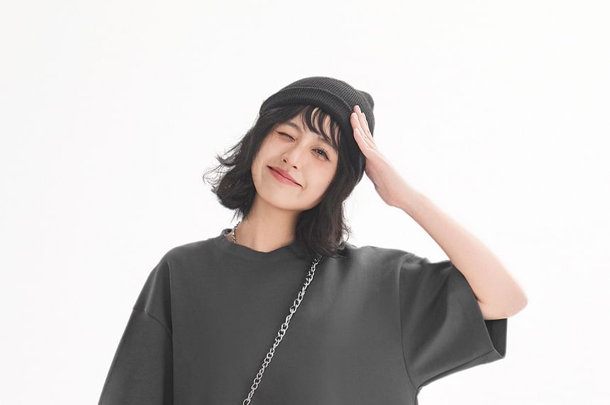 Oversized Crew Neck Tee, Short Sleeve