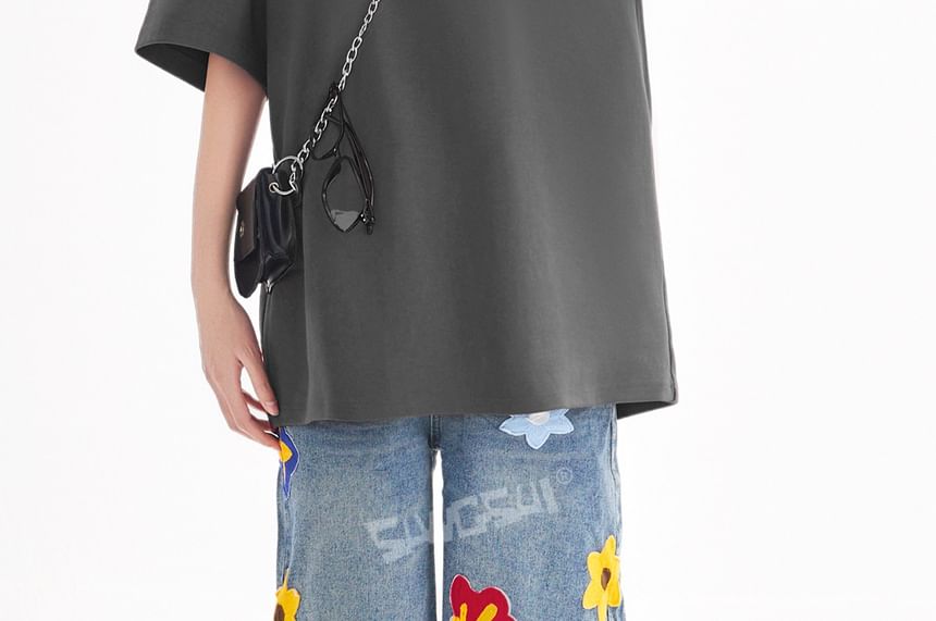 Oversized Crew Neck Tee, Short Sleeve