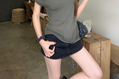 One-Shoulder Short Sleeve Simple Tee