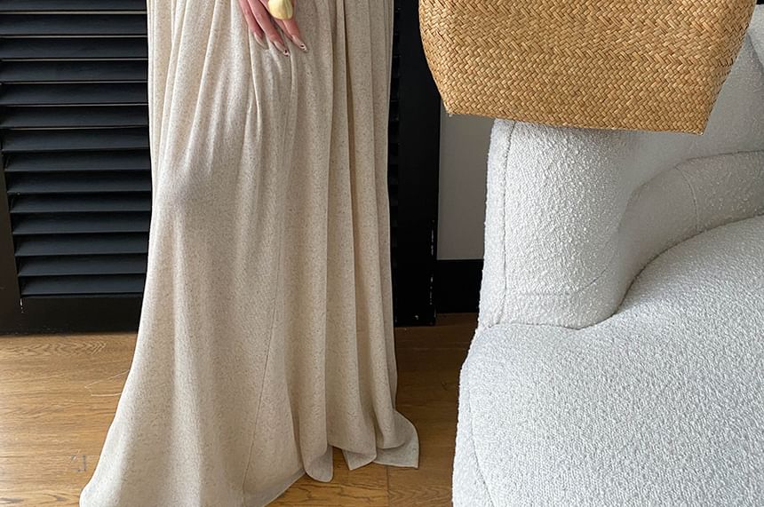 Scoop Neck Knit Top & Pleated Maxi Skirt Set