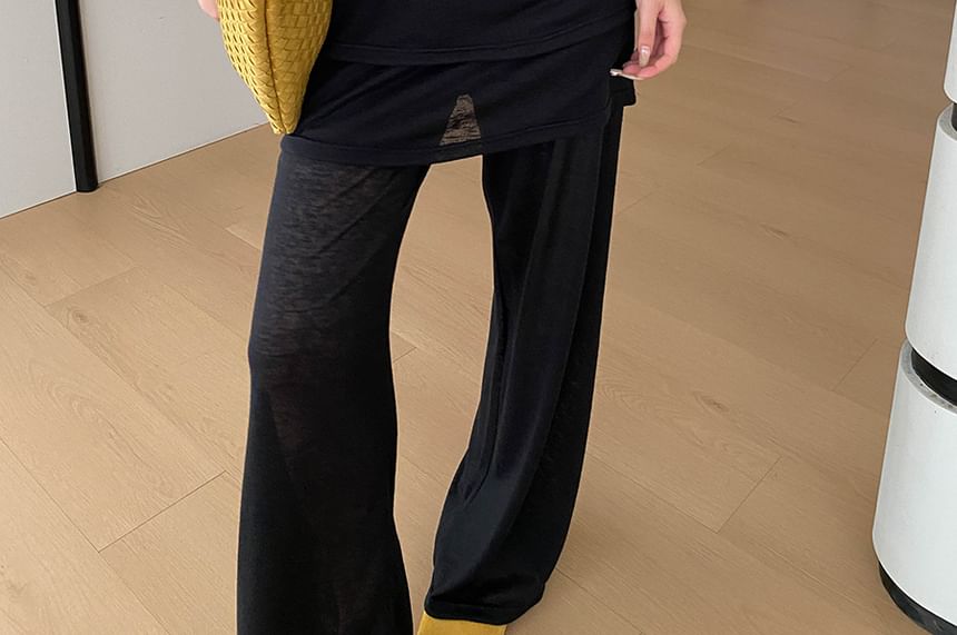 Scoop Neck Knit Top & Flared Pants Set