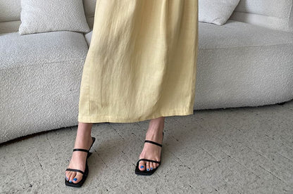 Crew Neck Wrap Top & Midi A-Line Skirt Set