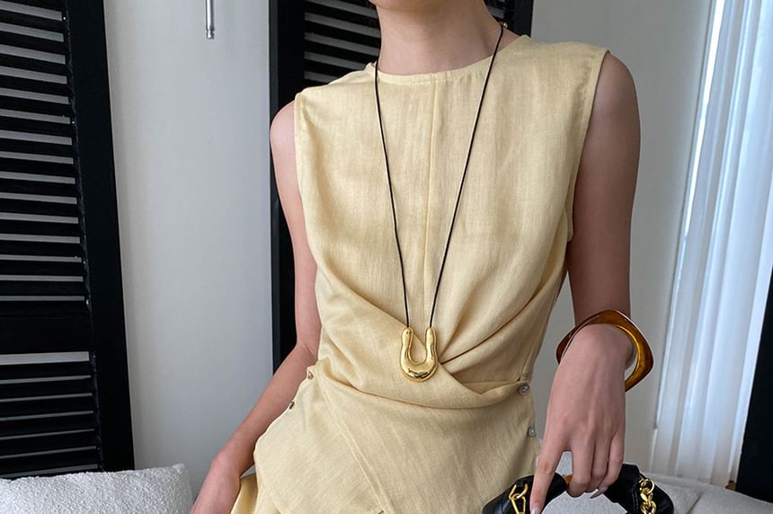 Crew Neck Wrap Top & Midi A-Line Skirt Set