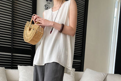 V-Neck Sleeveless Basic Blouse