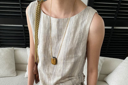 Striped Scoop Neck Top & Wide Leg Pants Set