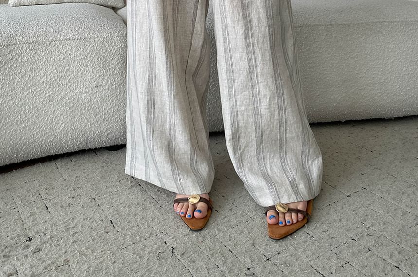 Striped Scoop Neck Top & Wide Leg Pants Set