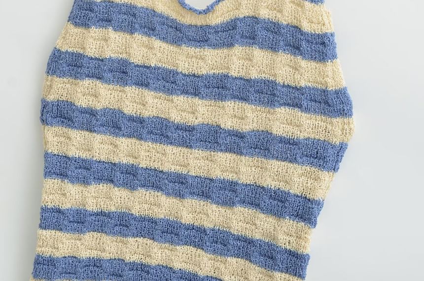 Striped Halter Neck Knit Top