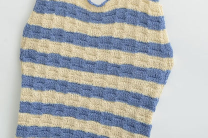 Striped Halter Neck Knit Top
