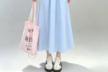 Halter Plain Strappy A-Line Midi Dress