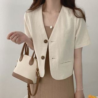 Short-Sleeve Linen Blazer