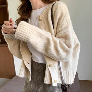 Plain Crew Neck Cardigan