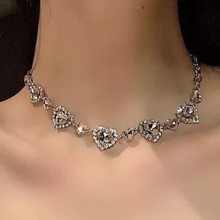 Rhinestone Heart Alloy Choker