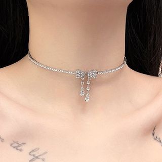 Bow Choker Alloy Rhinestone