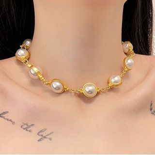 Faux Pearl Alloy Bracelet / Dangle Earring / Necklace