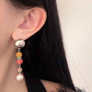 Glass Alloy Dangle Faux Earring Pearl Bead