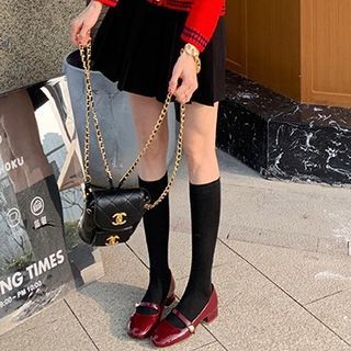 Plain Block Heel Mary Jane Pumps (Various Designs)