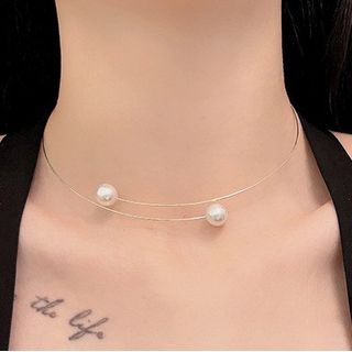 Choker Pearl Alloy Faux Open