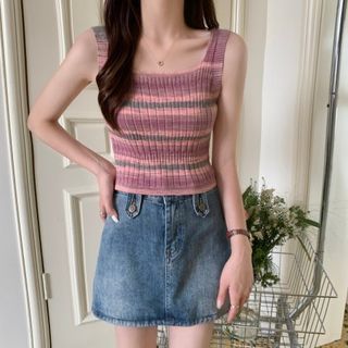Sleeveless Knit Striped Top