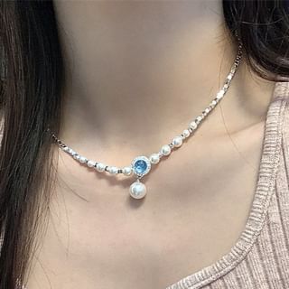 Pendant Choker Alloy Pearl Rhinestone Faux