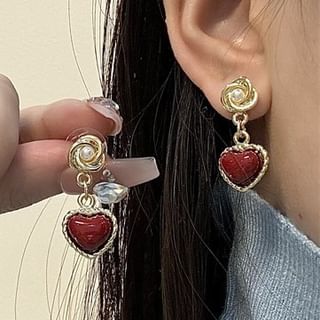 Heart Drop Earring Faux Pearl