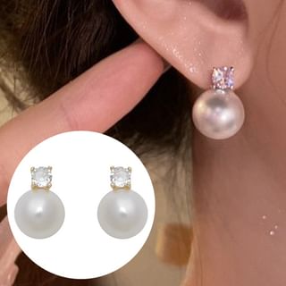 Alloy Pearl Faux Rhinestone Earring Stud