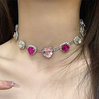 Rhinestone Heart Choker