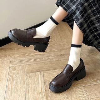 Platform Loafers Leather Faux