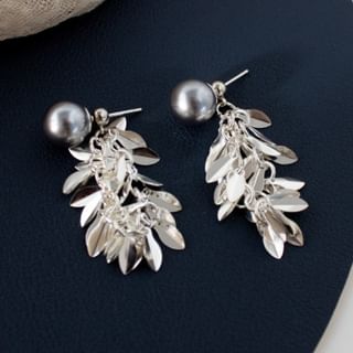 Leaf Faux Pearl Alloy Chandelier Earring