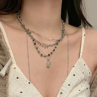 Turquoise Pendant Layered Alloy Choker