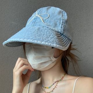 Embroidered Denim Baseball Bow Cap