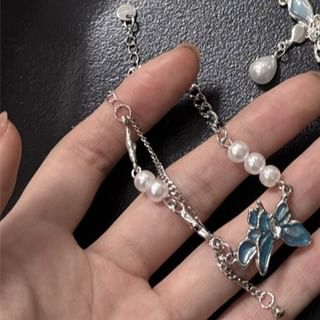 Butterfly Faux Pearl Alloy Choker