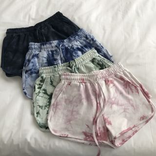 Drawstring Waist Tie Dye Shorts