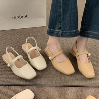 Square Toe Slingback Mary Jane Shoes